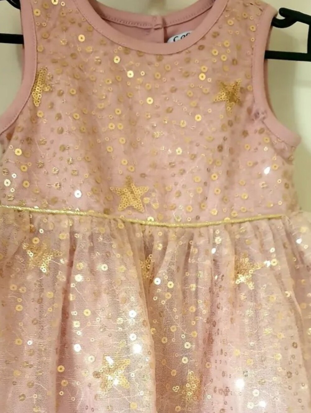 George Pink Dress with Gold Star Sequins